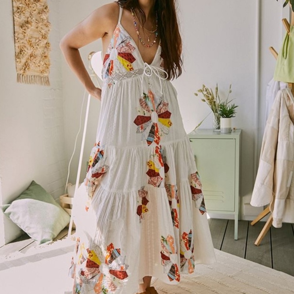 Urban Outfitters homespun patchwork maxi dress Nuuly Rental sz small